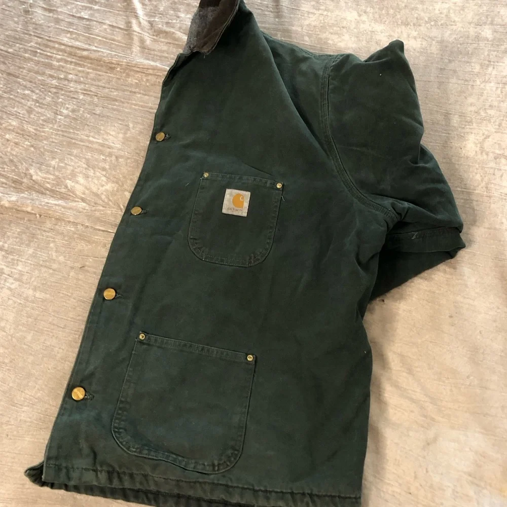 Vintage Carhartt Men’s blanket lined outdoor coat green size 2X 3X chore work - Picture 8 of 16